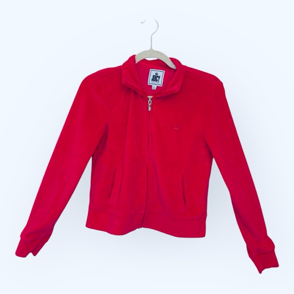 Juicy Couture Hot Pink Velour Zip Up Y2K Revival Track Jacket Small